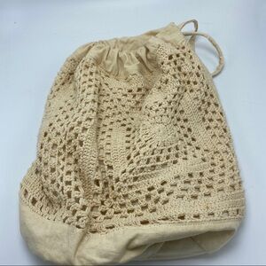 Crochet Boho Cream Bucket Backpack Macrame